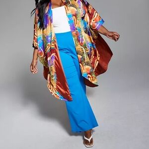 Bar III GooGoo Atkins Trendy Plus Size Blue Wide-Leg Pants Size 0X